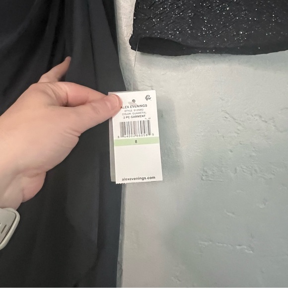 NWT Alex Evenings Black Gunmetal Midi Tank Dress with Glitter Jacket Size 8 - Picture 7 of 14